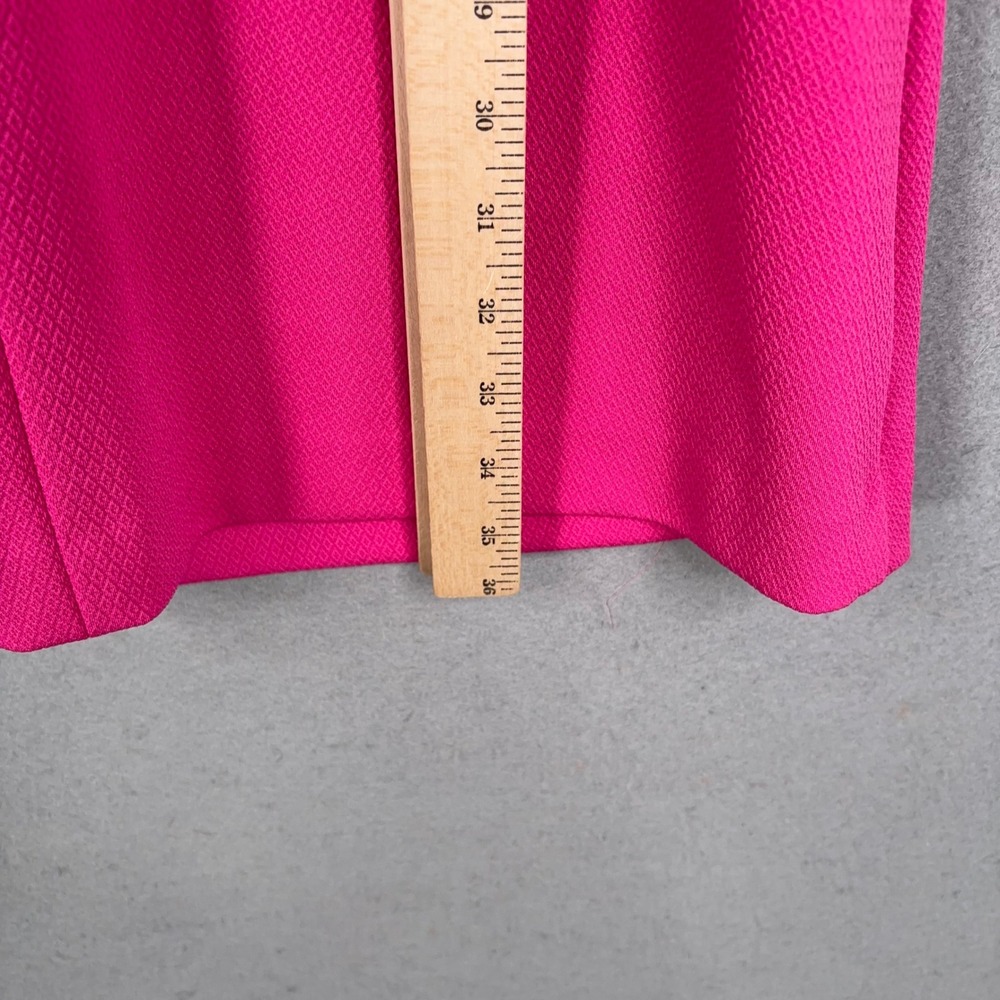 Trina Turk Dress Womens 12 Hot Pink Bell Sleeve V-Neck Shift Resort Contemporary - Picture 7 of 8